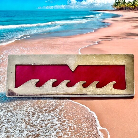 Vintage Mexico Sterling Silver Brooch Transparent Red Enamel Modernist - Picture 2 of 11